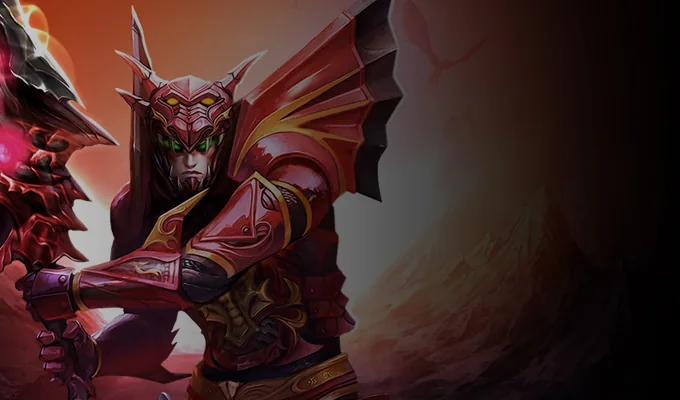 Guerrero de fantasía Dark Knight, armadura roja